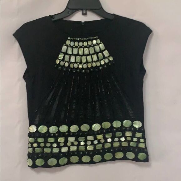 TORY BURCH EMBEZZLISH BLACK SILK BLOUSE SZ… - Picture 2 of 9